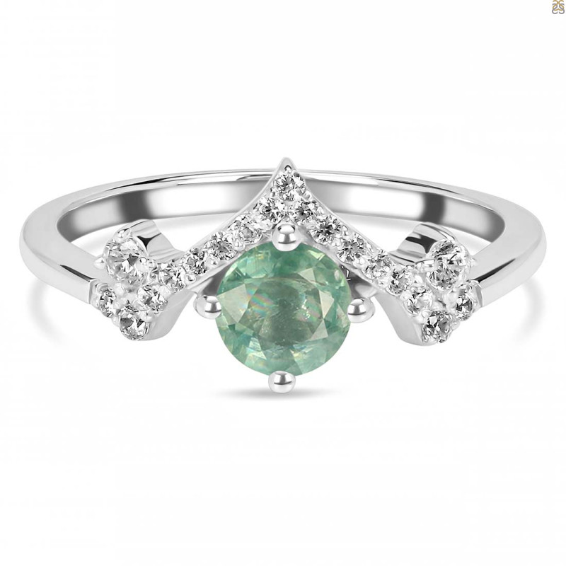 Kyanite (Green) & White Topaz Ring KYN-RDR-2296-G.