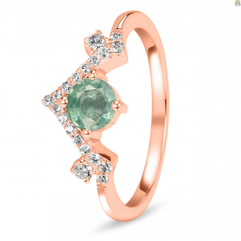 Kyanite (Green) & White Topaz Ring KYN-RDR-2296-G.