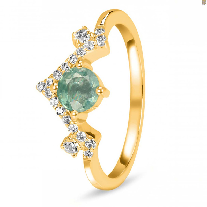 Kyanite (Green) & White Topaz Ring KYN-RDR-2296-G.