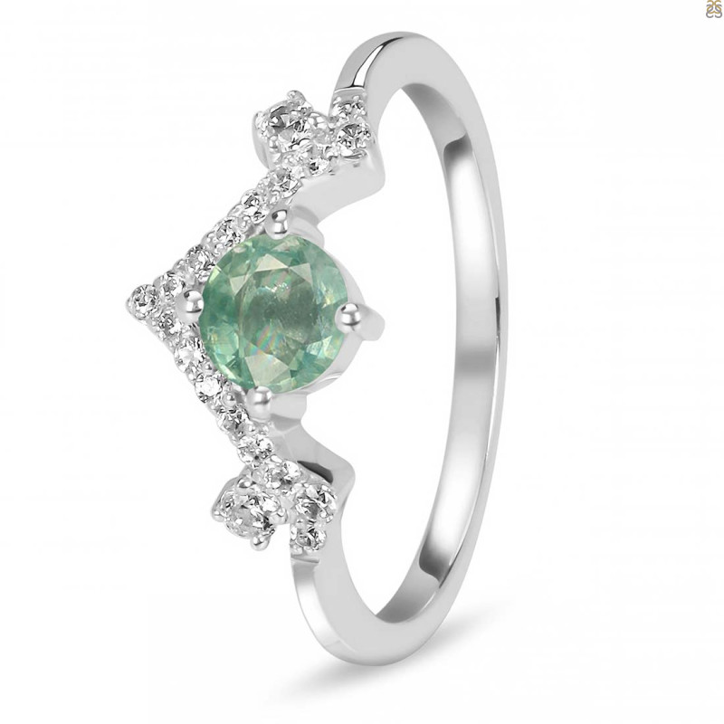 Kyanite (Green) & White Topaz Ring