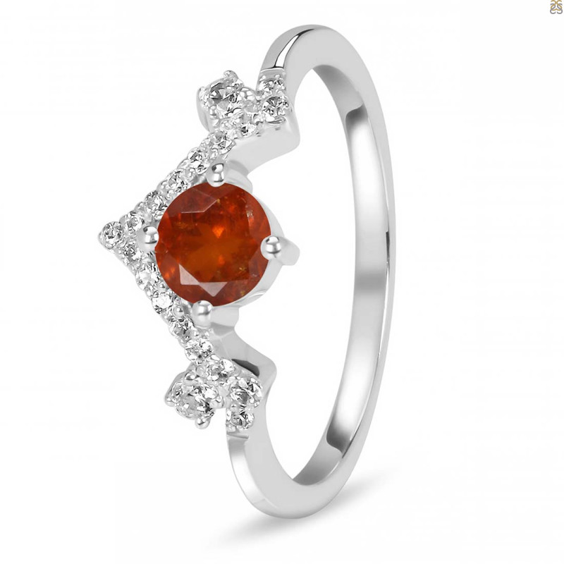 Kyanite (Orange) & White Topaz Ring