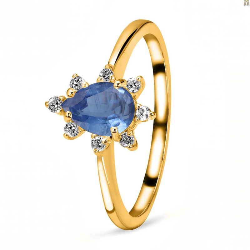 Kyanite & White Topaz Ring KYN-RDR-2305.
