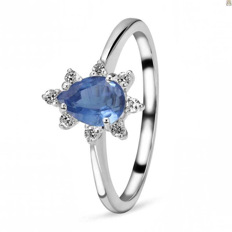 Kyanite & White Topaz Ring