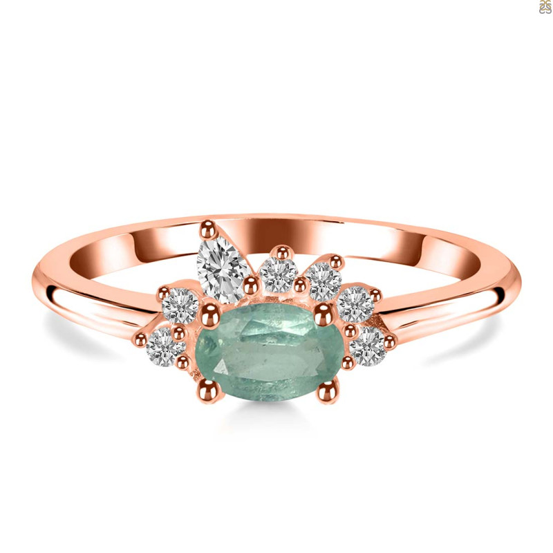 Kyanite (Green) & White Topaz Ring KYN-RDR-2418-G.