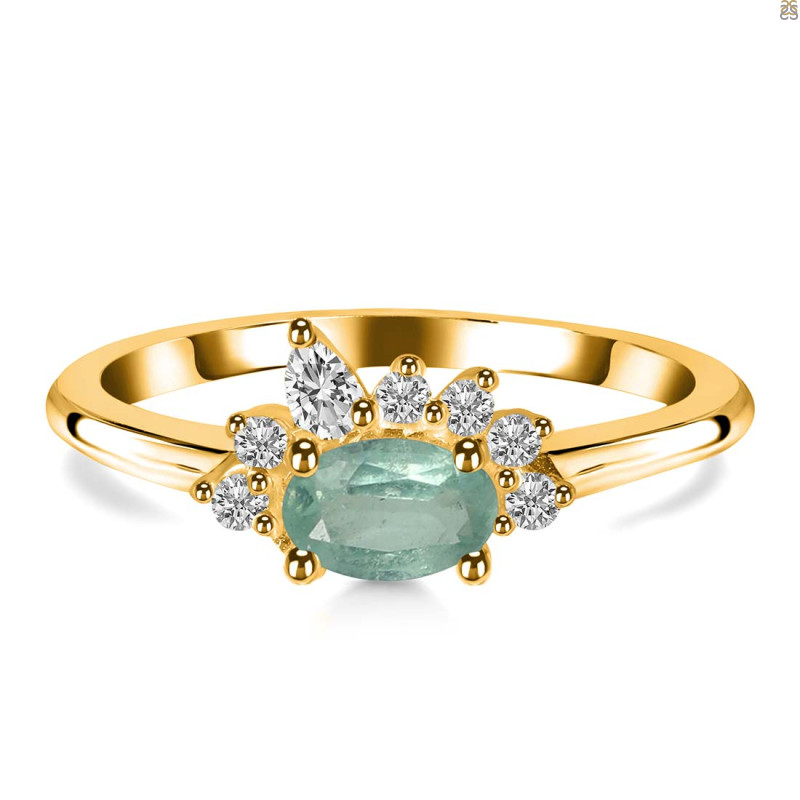 Kyanite (Green) & White Topaz Ring KYN-RDR-2418-G.