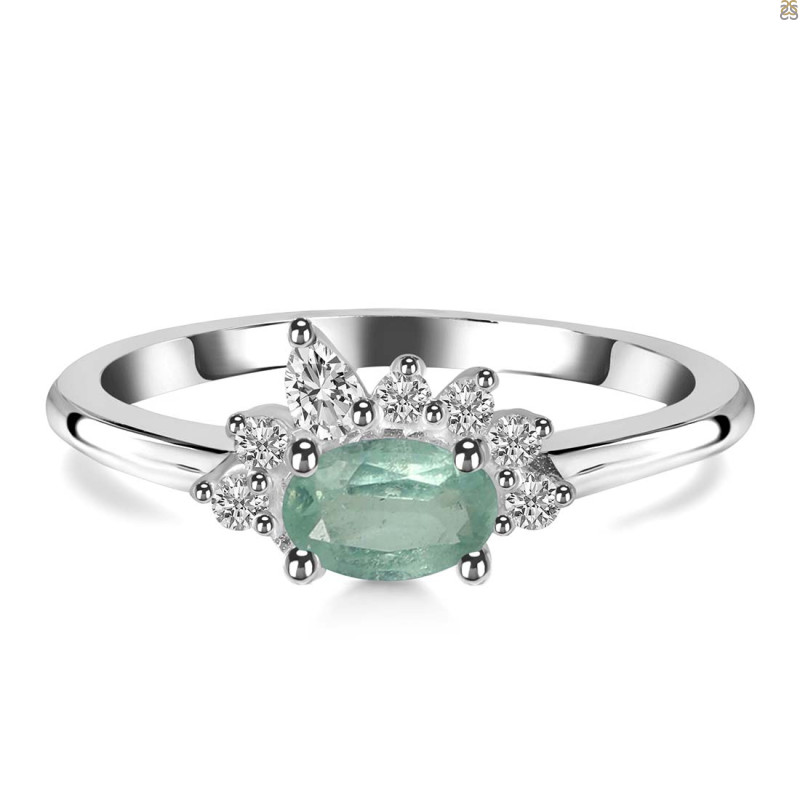 Kyanite (Green) & White Topaz Ring KYN-RDR-2418-G.