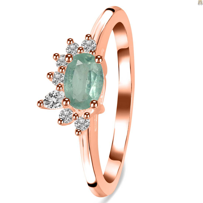 Kyanite (Green) & White Topaz Ring KYN-RDR-2418-G.