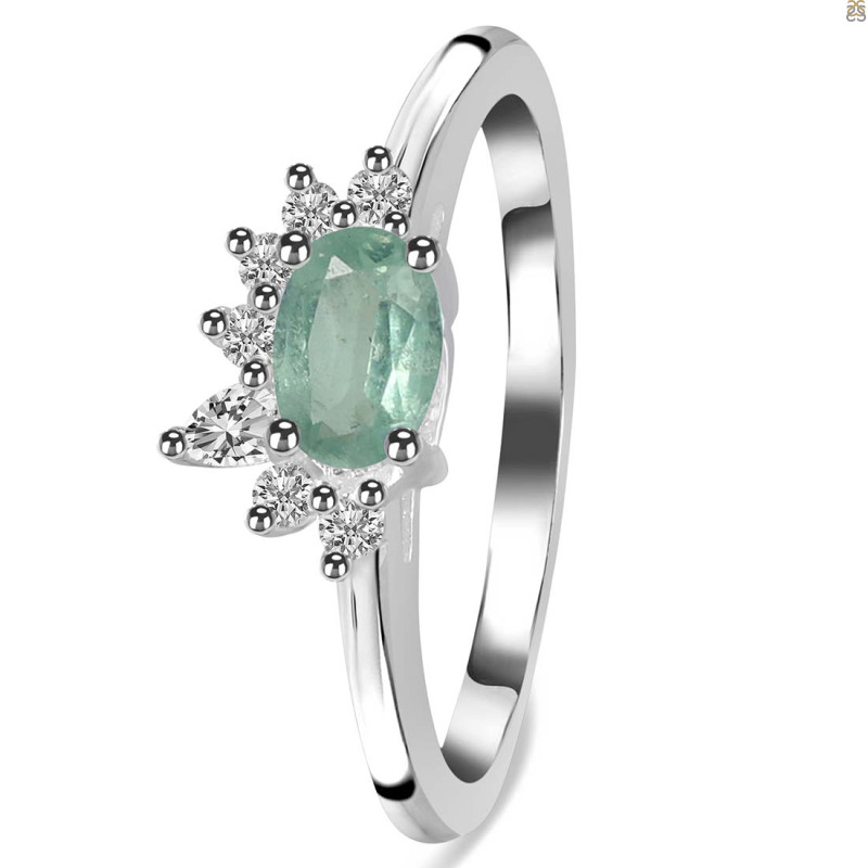 Kyanite (Green) & White Topaz Ring