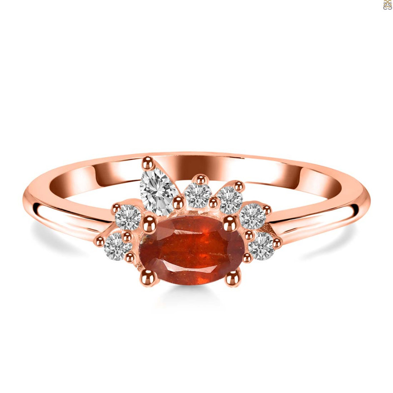 Kyanite (Orange) & White Topaz Ring KYN-RDR-2418-O.