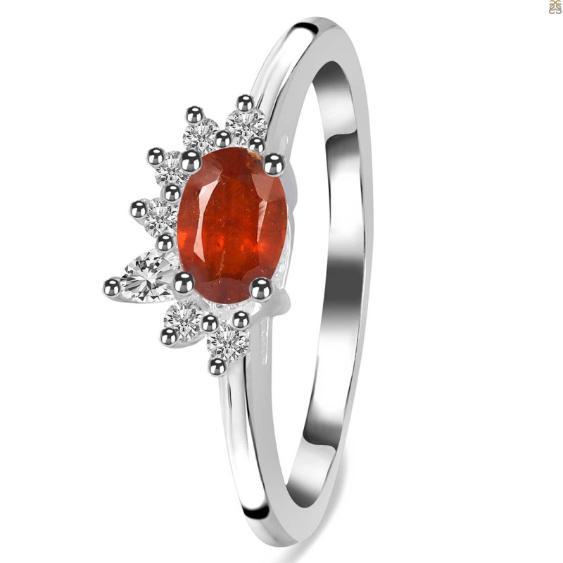 Kyanite (Orange) & White Topaz Ring