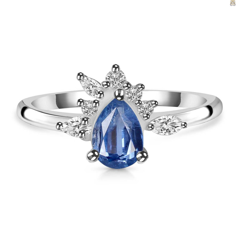 Kyanite & White Topaz Ring KYN-RDR-2431.