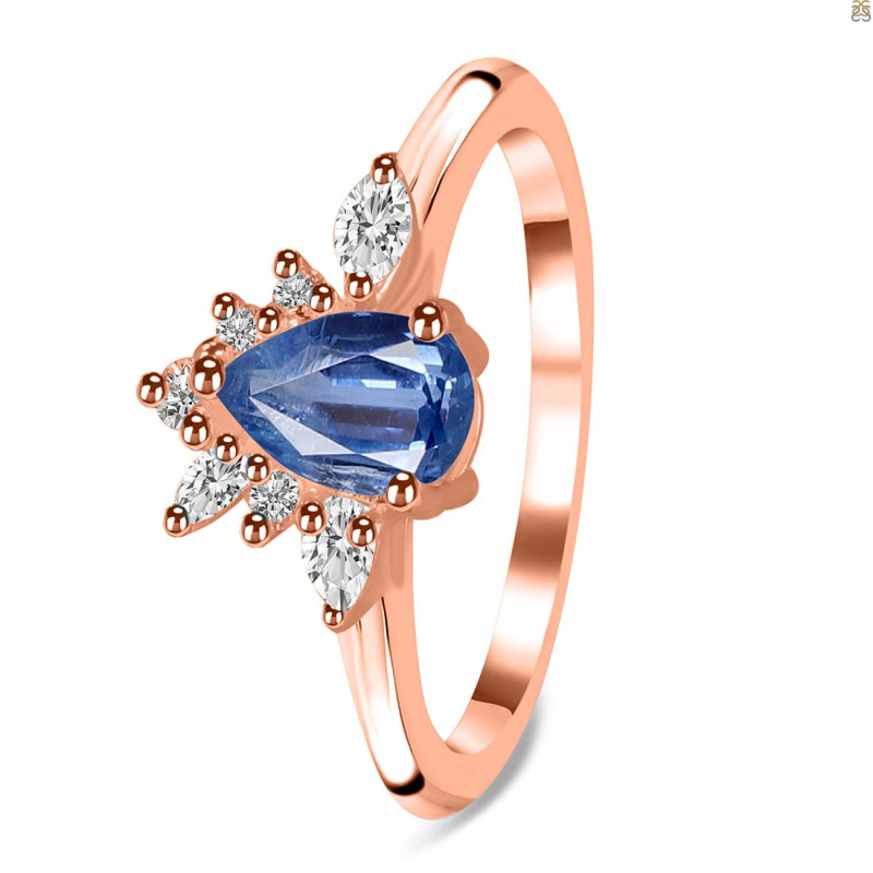 Kyanite & White Topaz Ring KYN-RDR-2431.