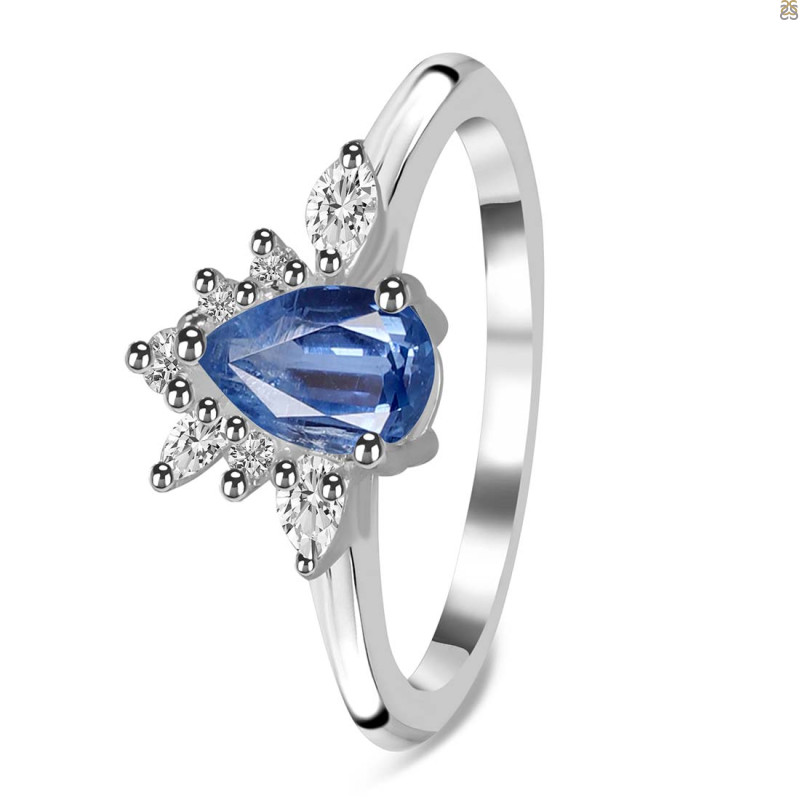 Kyanite & White Topaz Ring
