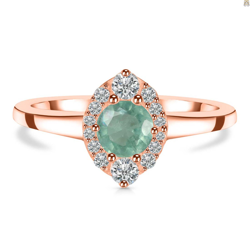 Kyanite (Green) & White Topaz Ring KYN-RDR-2504-G.