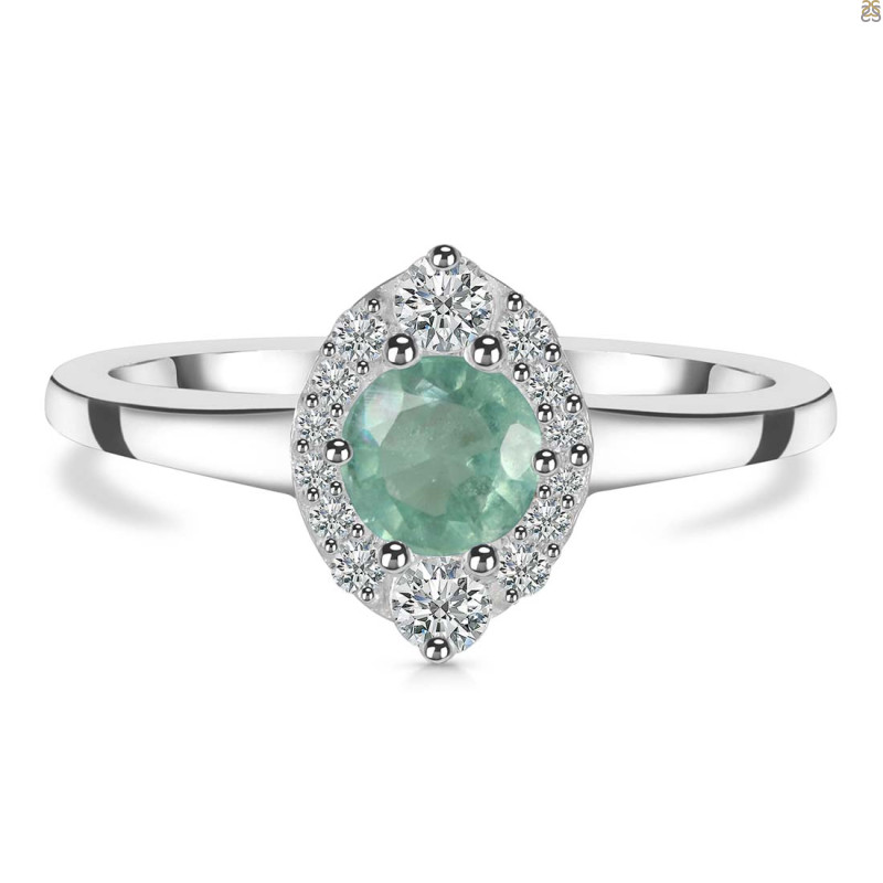 Kyanite (Green) & White Topaz Ring KYN-RDR-2504-G.