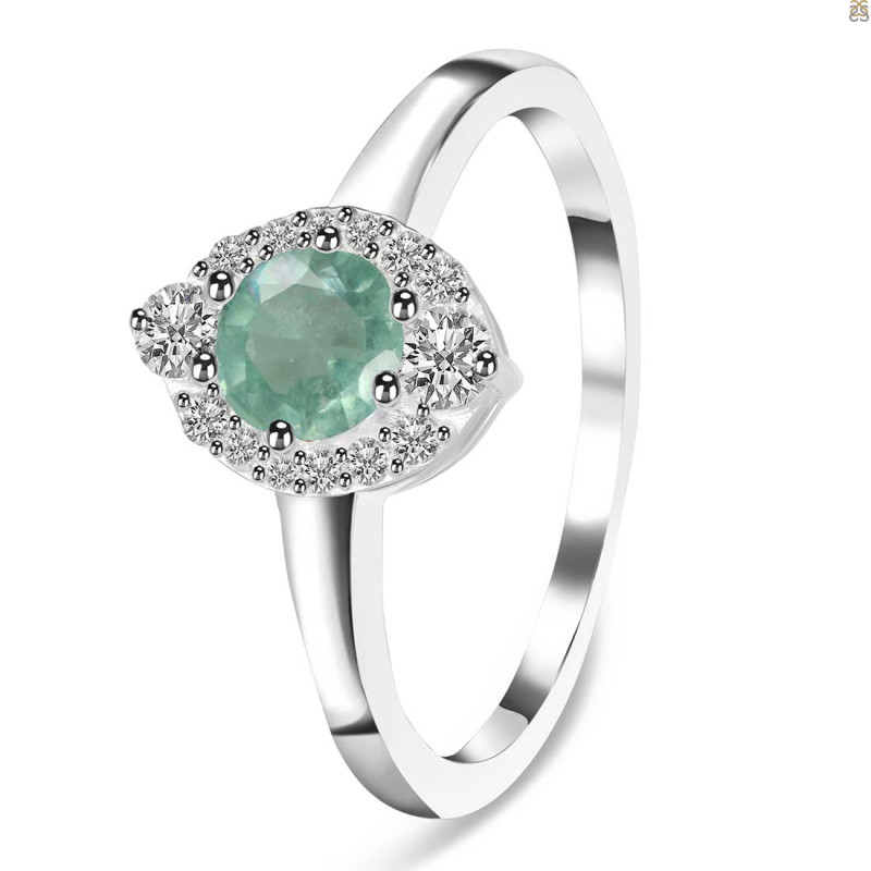 Kyanite (Green) & White Topaz Ring