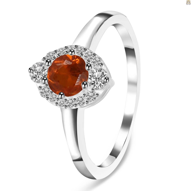 Kyanite (Orange) & White Topaz Ring