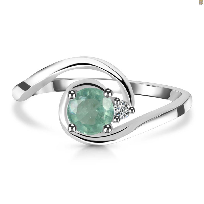 Kyanite (Green) & White Topaz Ring KYN-RDR-2622-G.