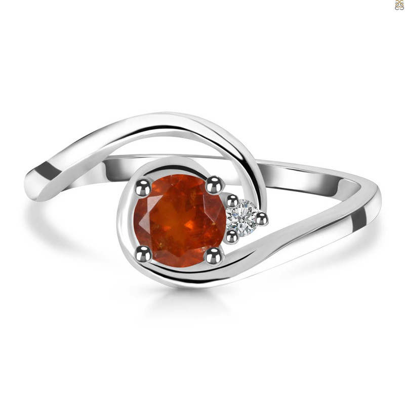 Kyanite (Orange) & White Topaz Ring KYN-RDR-2622-O.