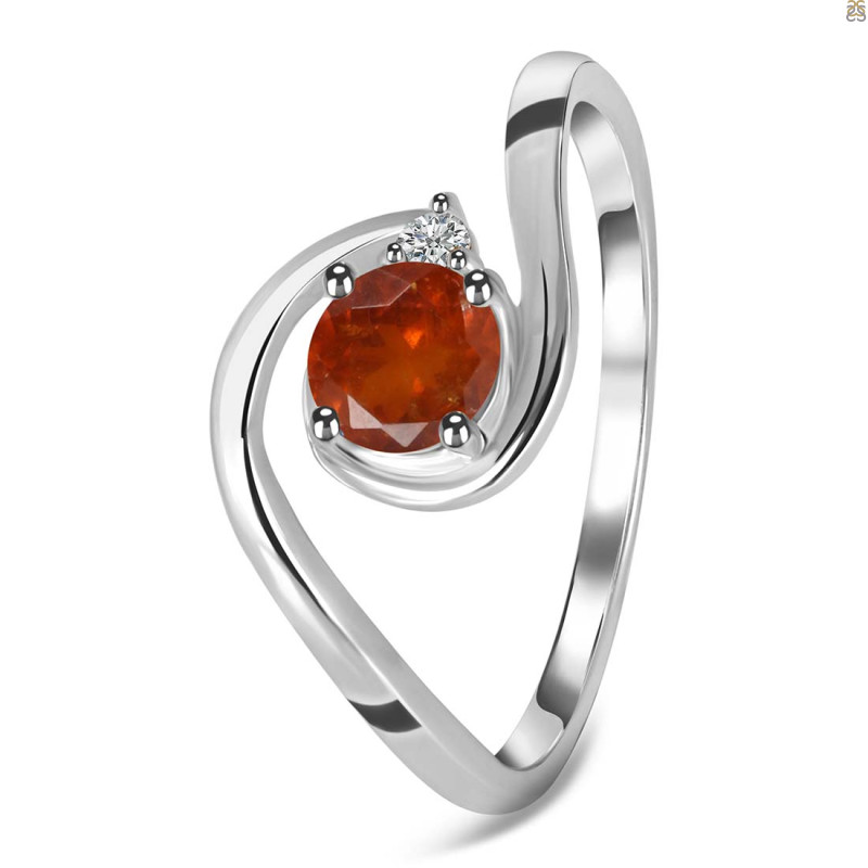 Kyanite (Orange) & White Topaz Ring