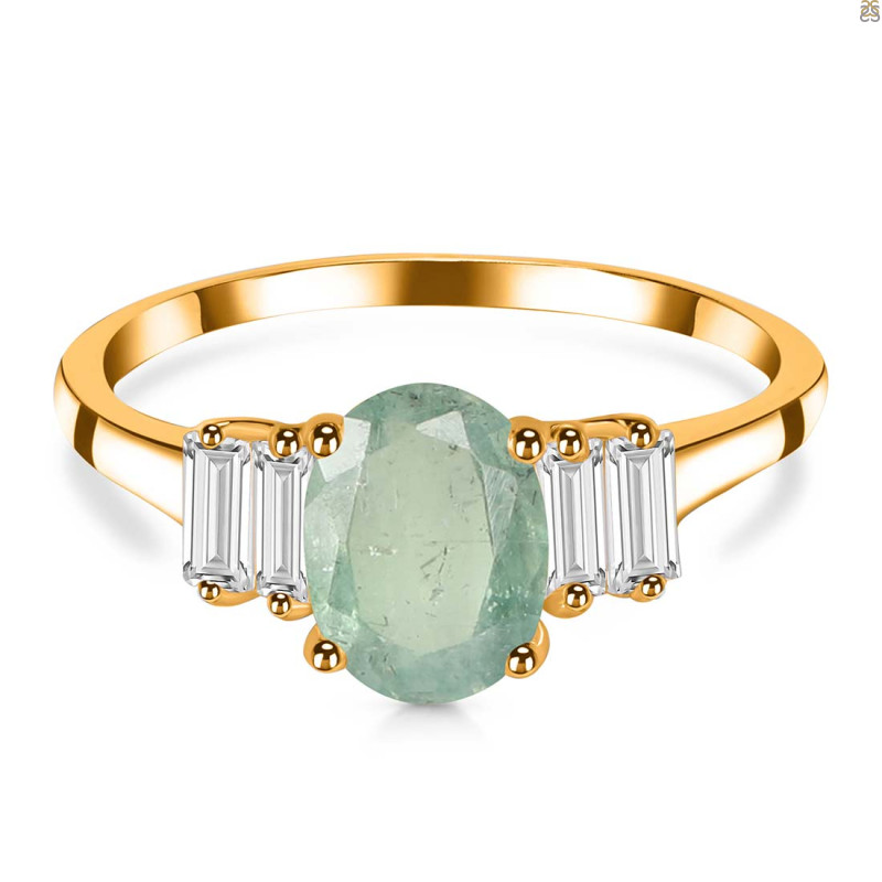 Kyanite (Green) & White Topaz Ring KYN-RDR-2861-G.