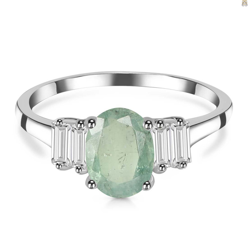 Kyanite (Green) & White Topaz Ring KYN-RDR-2861-G.