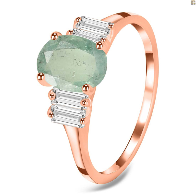 Kyanite (Green) & White Topaz Ring KYN-RDR-2861-G.
