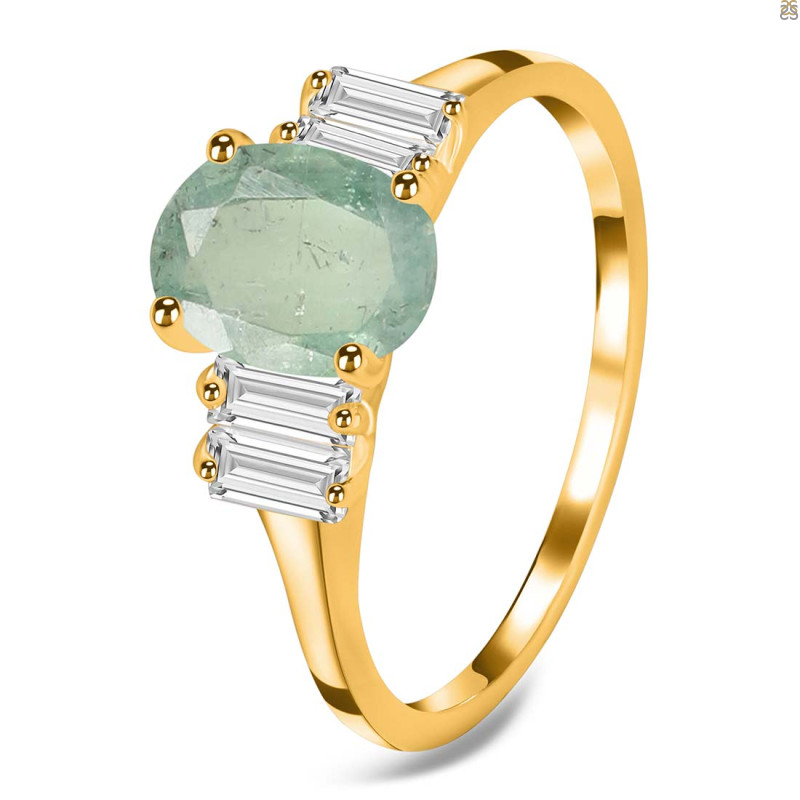 Kyanite (Green) & White Topaz Ring KYN-RDR-2861-G.