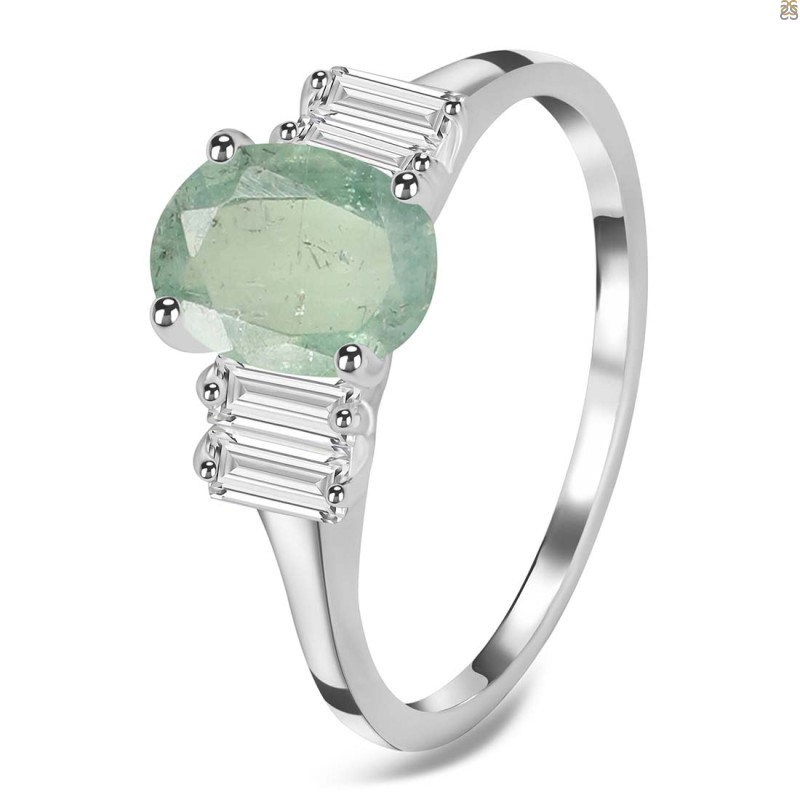 Kyanite (Green) & White Topaz Ring