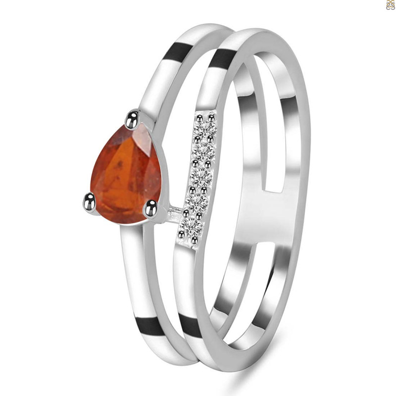 Kyanite (Orange) & White Topaz Ring