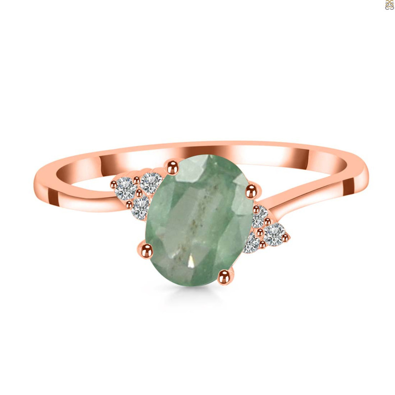 Kyanite (Green) & White Topaz Ring KYN-RDR-351-G.