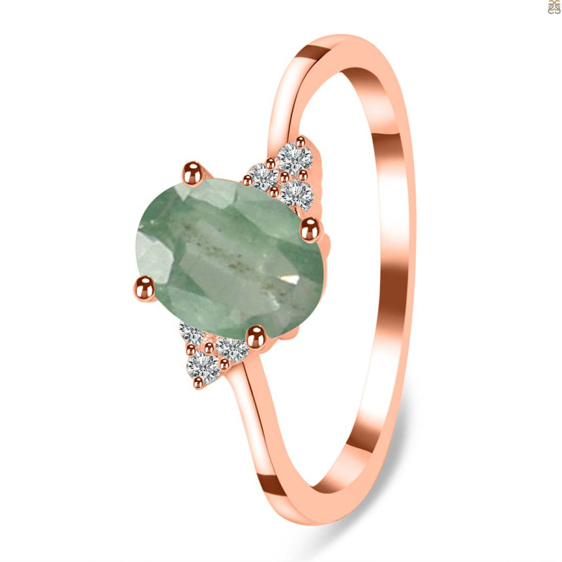 Kyanite (Green) & White Topaz Ring KYN-RDR-351-G.