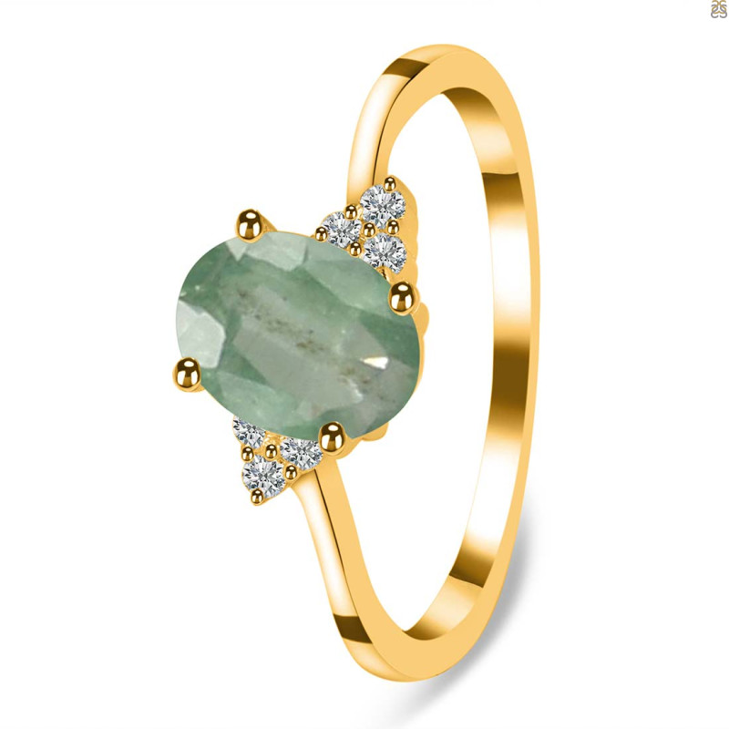 Kyanite (Green) & White Topaz Ring KYN-RDR-351-G.