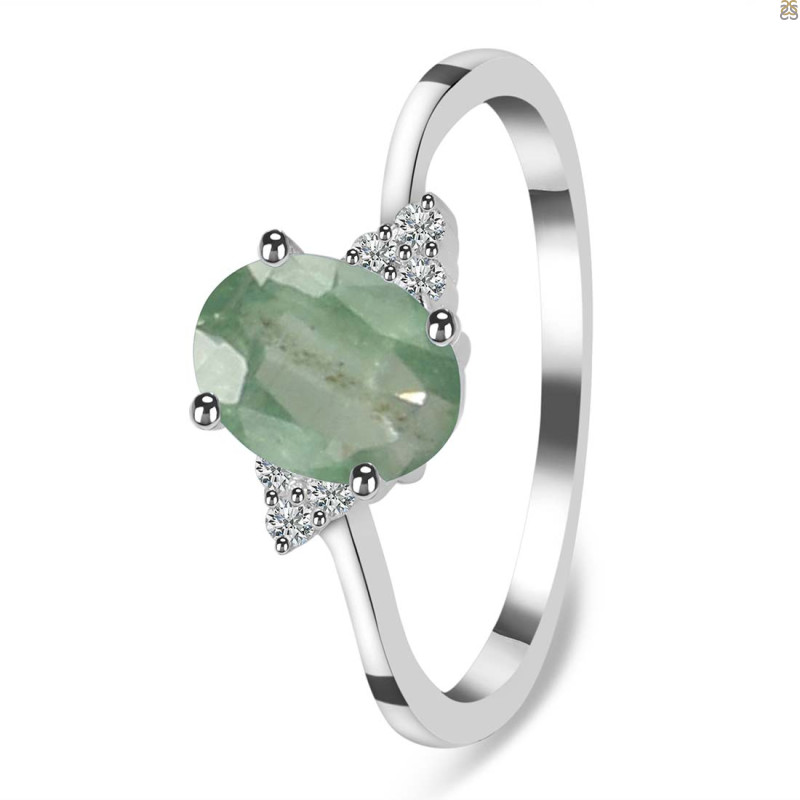 Kyanite (Green) & White Topaz Ring
