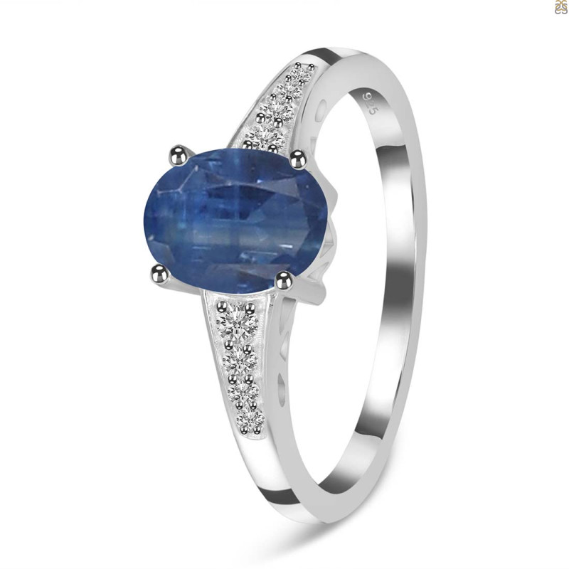 Kyanite & White Topaz Ring
