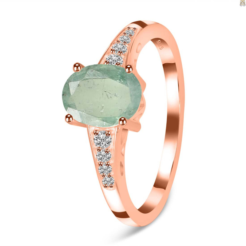 Kyanite (Green) & White Topaz Ring KYN-RDR-362-G.