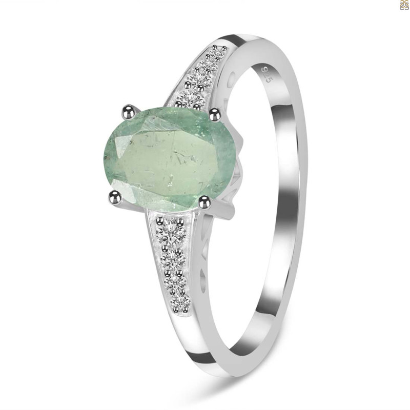 Kyanite (Green) & White Topaz Ring