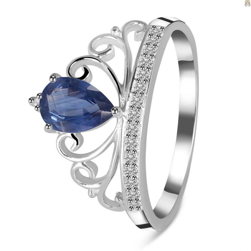 Kyanite & White Topaz Ring