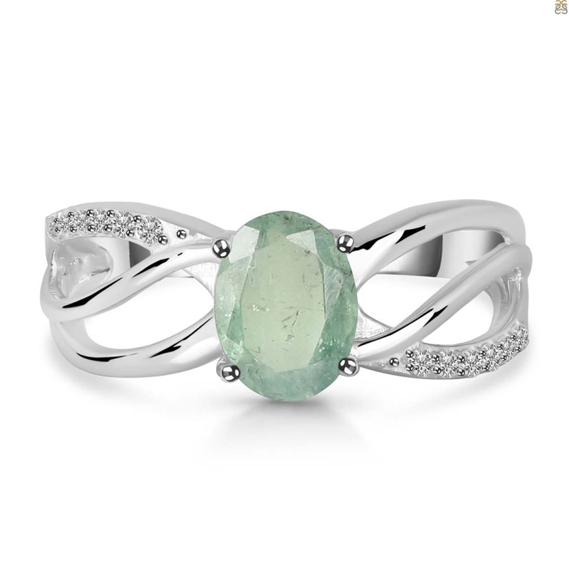 Kyanite (Green) & White Topaz Ring KYN-RDR-395-G.