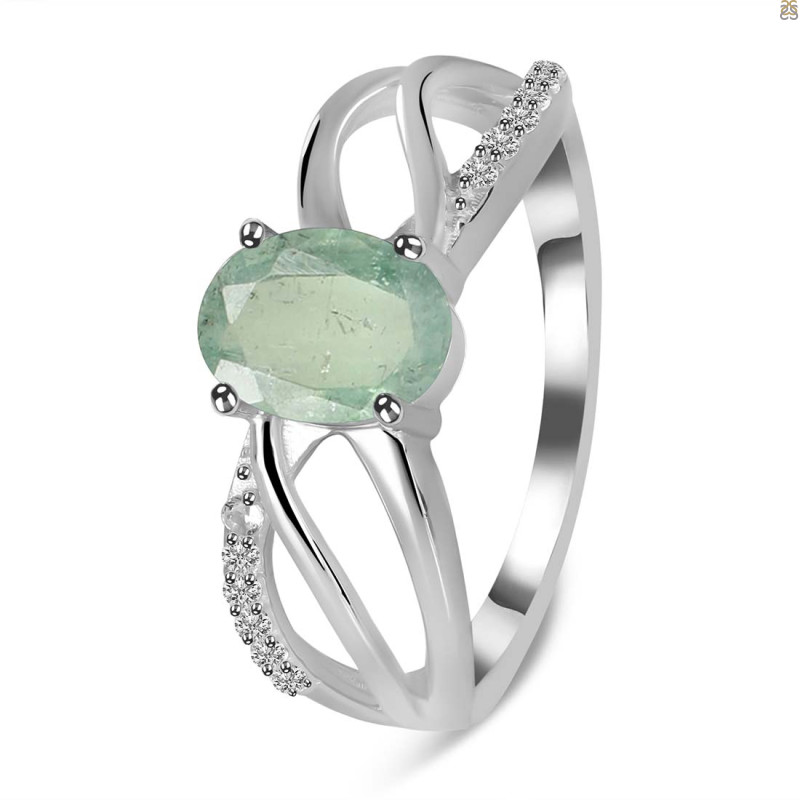 Kyanite (Green) & White Topaz Ring