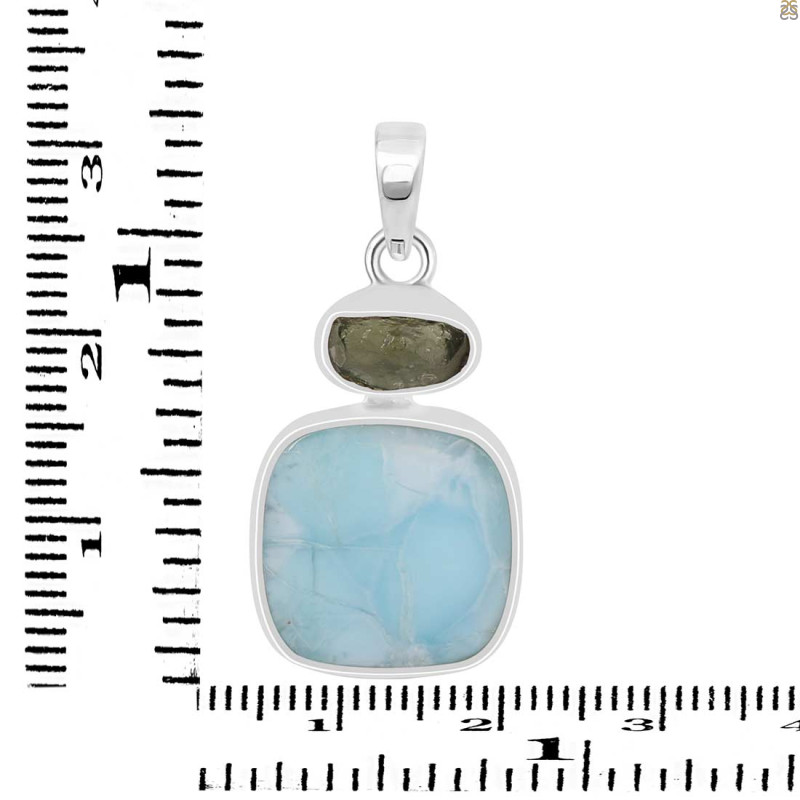 Larimar/Moldavite Pendant-2SP LAR-1-1130