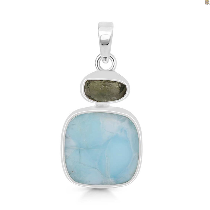 Larimar/Moldavite Pendant-2SP LAR-1-1130