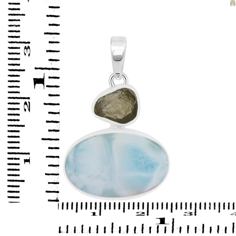 Larimar/Moldavite Pendant-2SP LAR-1-1131