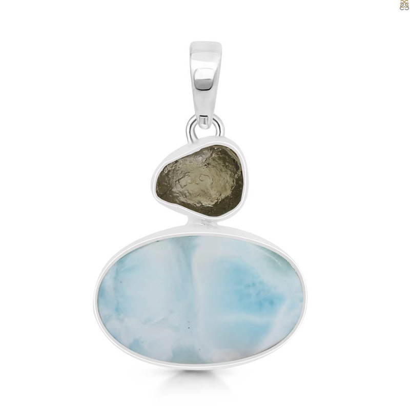 Larimar/Moldavite Pendant-2SP LAR-1-1131