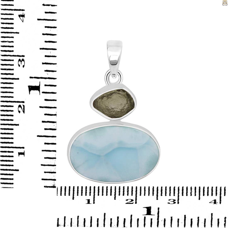 Larimar/Moldavite Pendant-2SP LAR-1-1132