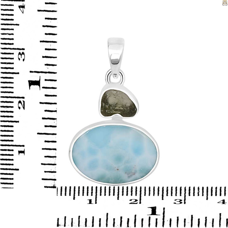 Larimar/Moldavite Pendant-2SP LAR-1-1151