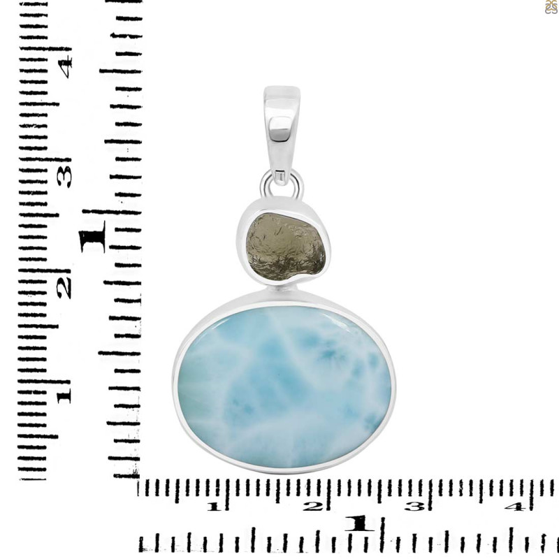 Larimar/Moldavite Pendant-2SP LAR-1-1152