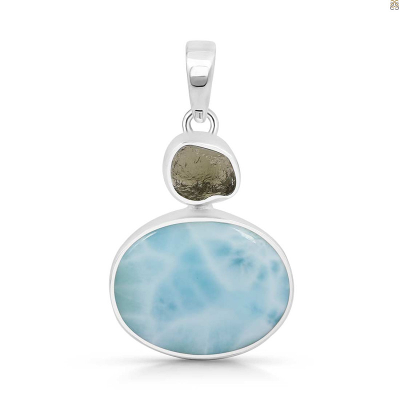 Larimar/Moldavite Pendant-2SP LAR-1-1152