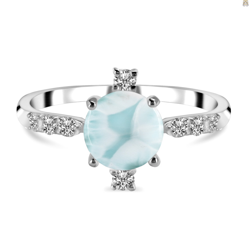 Close Out Larimar & White Topaz Ring LAR-CO-RDR-1621.