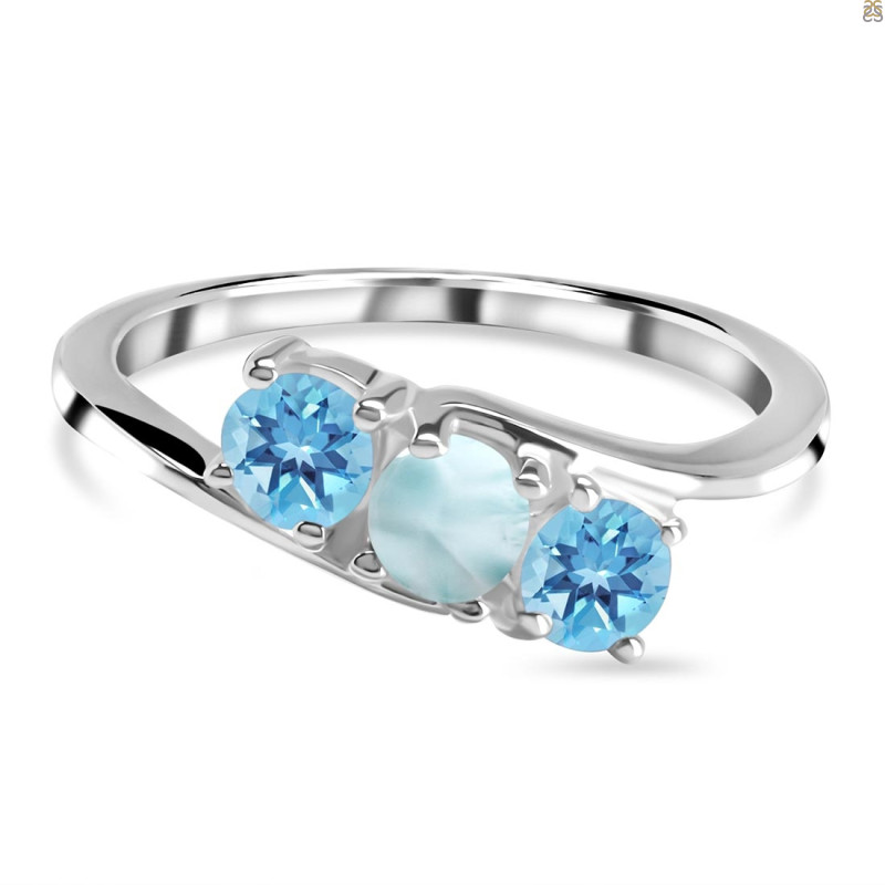 Close Out Larimar & Blue Topaz Ring LAR-CO-RDR-213-BTZ.